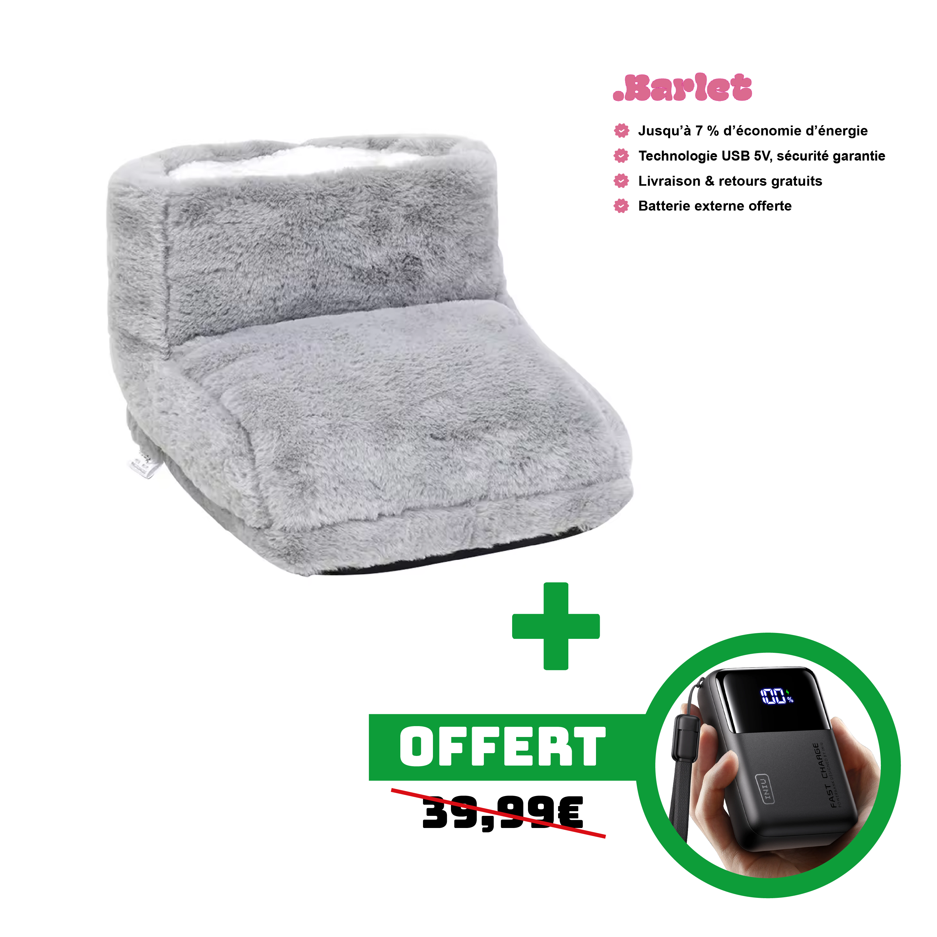 FootWarmer™ – Chaussons Chauffants Portables USB